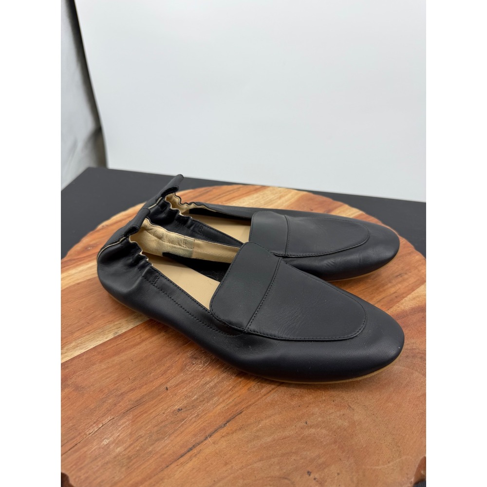 Everlane The Day Loafer Shoes Women 5 Black Leather Elastic Back Flat Slip On
